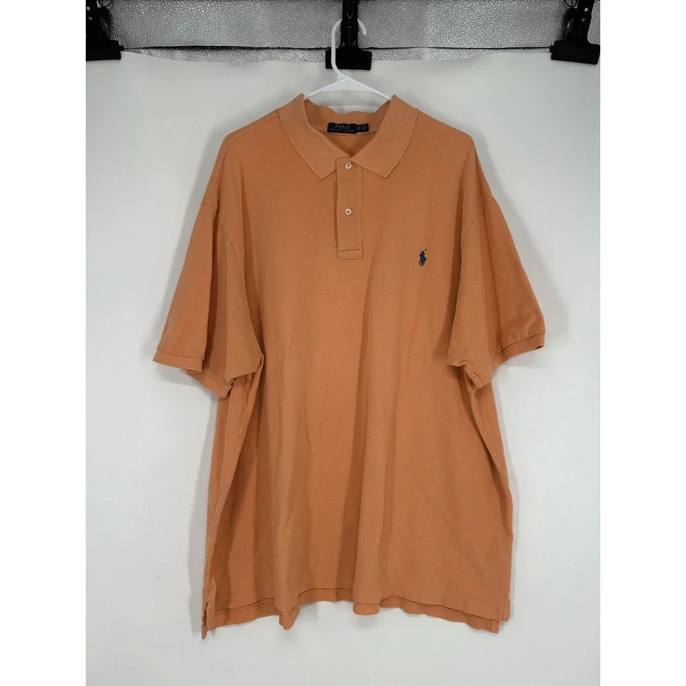 Polo Ralph Lauren Polo Shirt Mens 3XL Big 3XB Orange 100% Cotton Short Sleeve